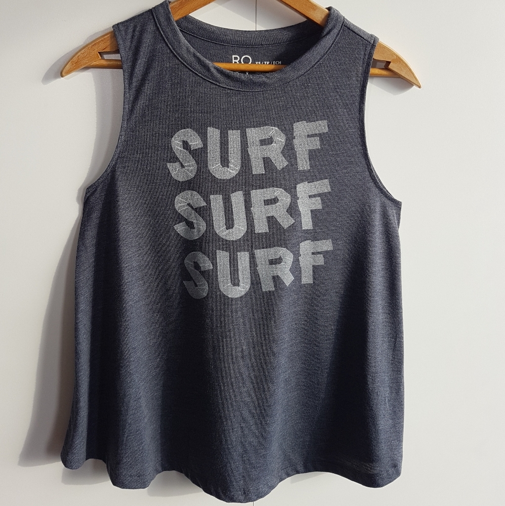 ROXY XS Graphic Sleeveless Muscle Tee Tank Grey Size XS